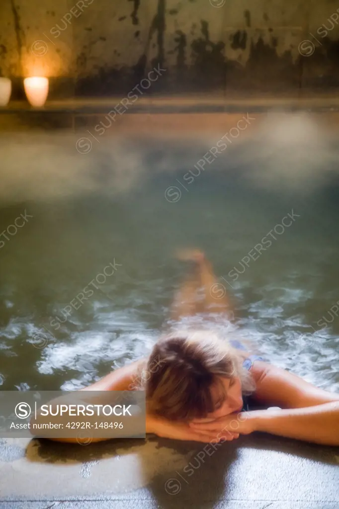 Woman in thermal bath