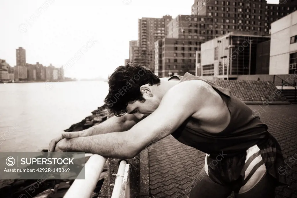 Male runner exhausted after training run