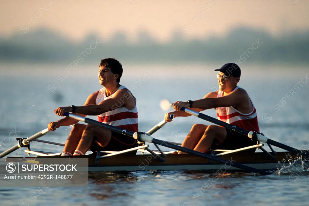 Men's pairs rowing team in action