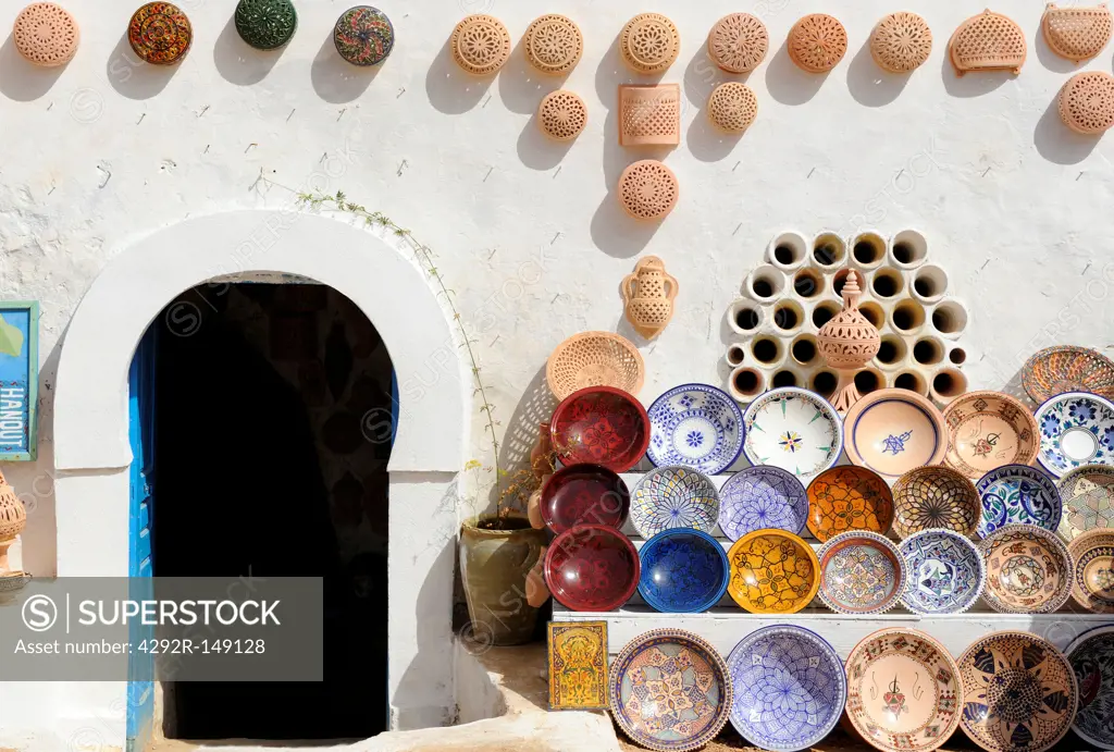South of Tunisia, Djerba,a ceramics shop