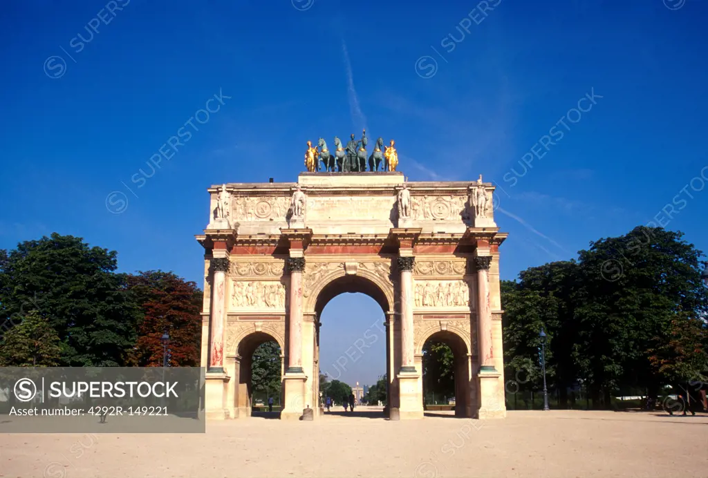 Paris, France, Arc de Triomphe du Carrousel at Jardin des Tuileries sculpture garden