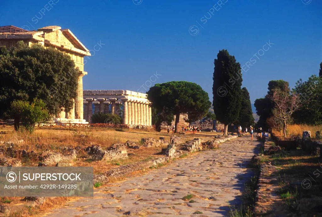 Italy, Campania, Paestum, the temples of Athena and Neptune