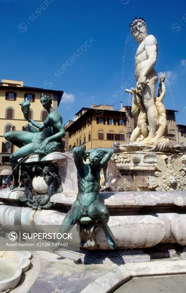 Italy, Florence, Signoria Square, Neptune fountain