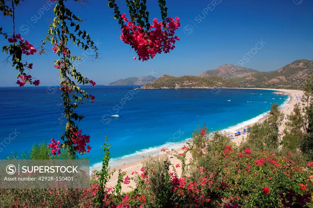 Turkey, Oludeniz, Beach, beach scene from White Dolphin