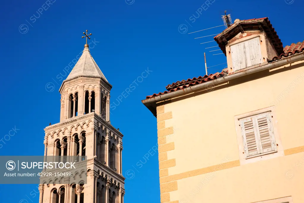 Croatia, Split Diocletian's Palace and Bell tower of the Cathedral of St Domnius