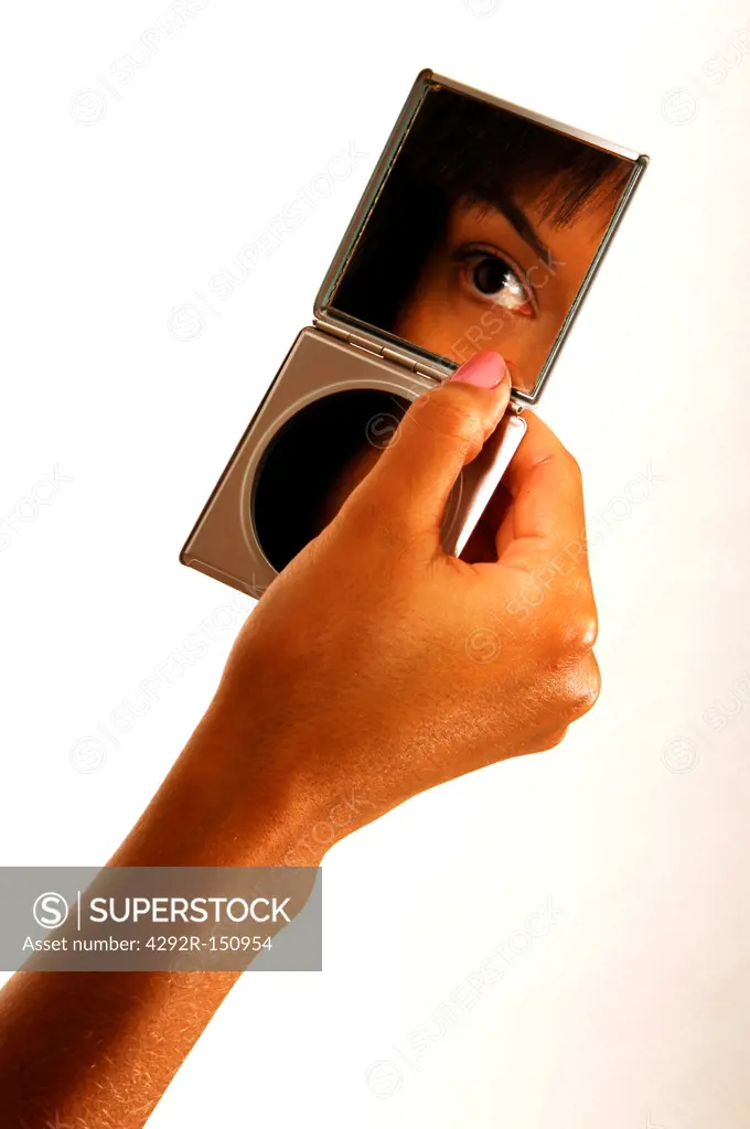 Woman's eye reflected in a mirror