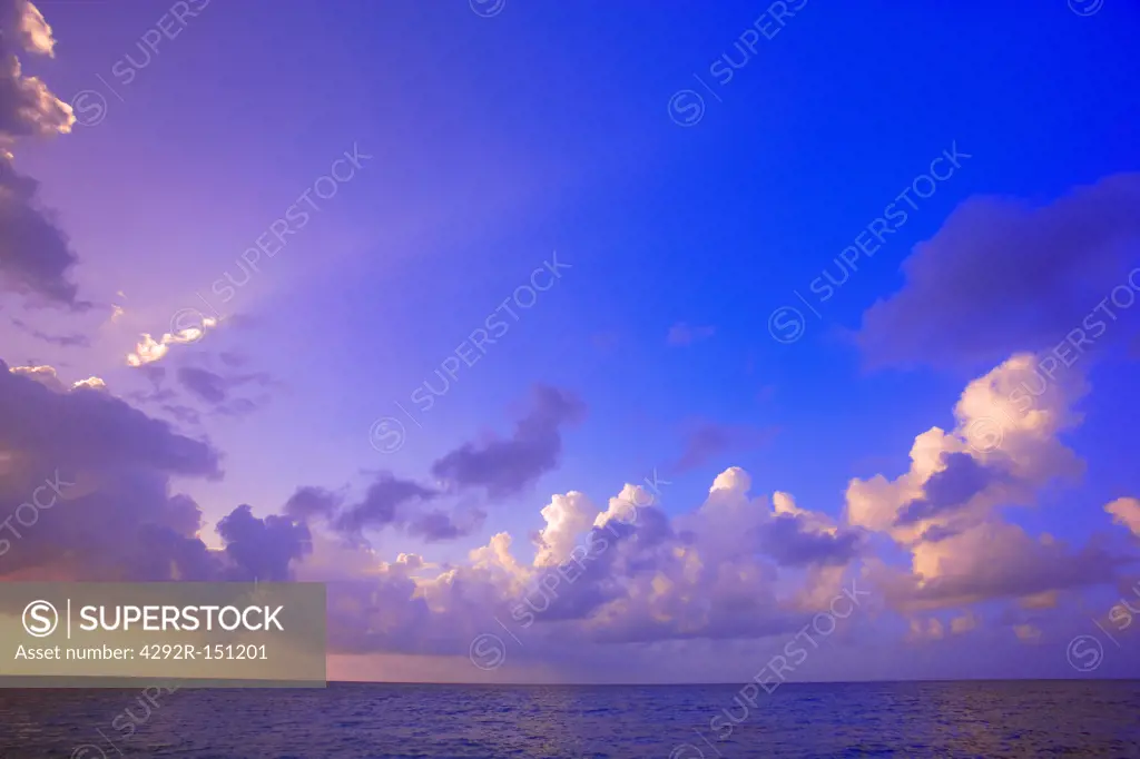 Sunrise over the Caribbean Sea in Playa del Carmen, Mexico