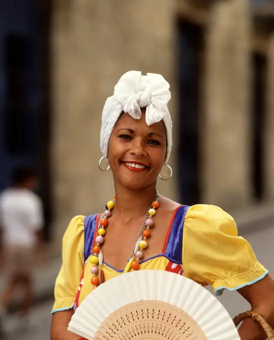 Cuba, woman in traditional costume