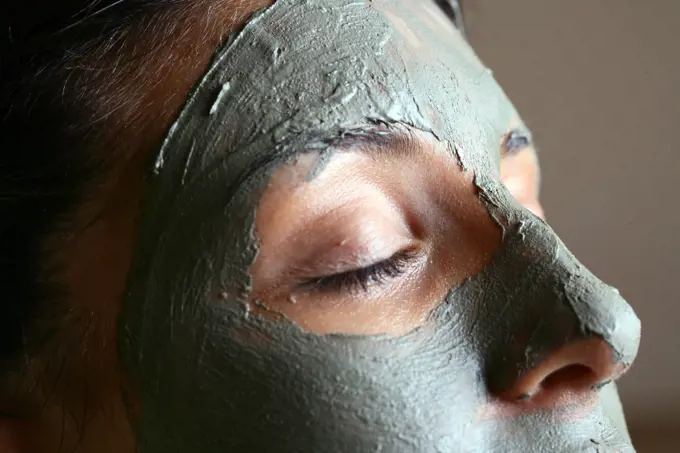 Wine therapy: woman with facial mask