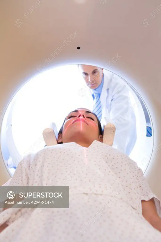 Patient inside CT scanner