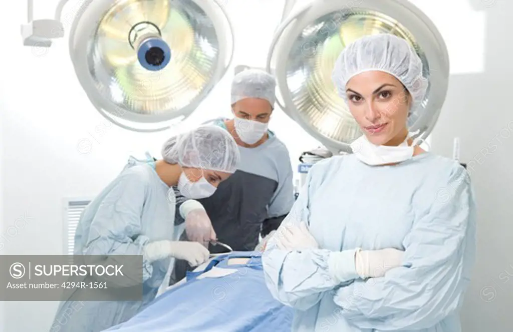 Confident surgeon in operating room