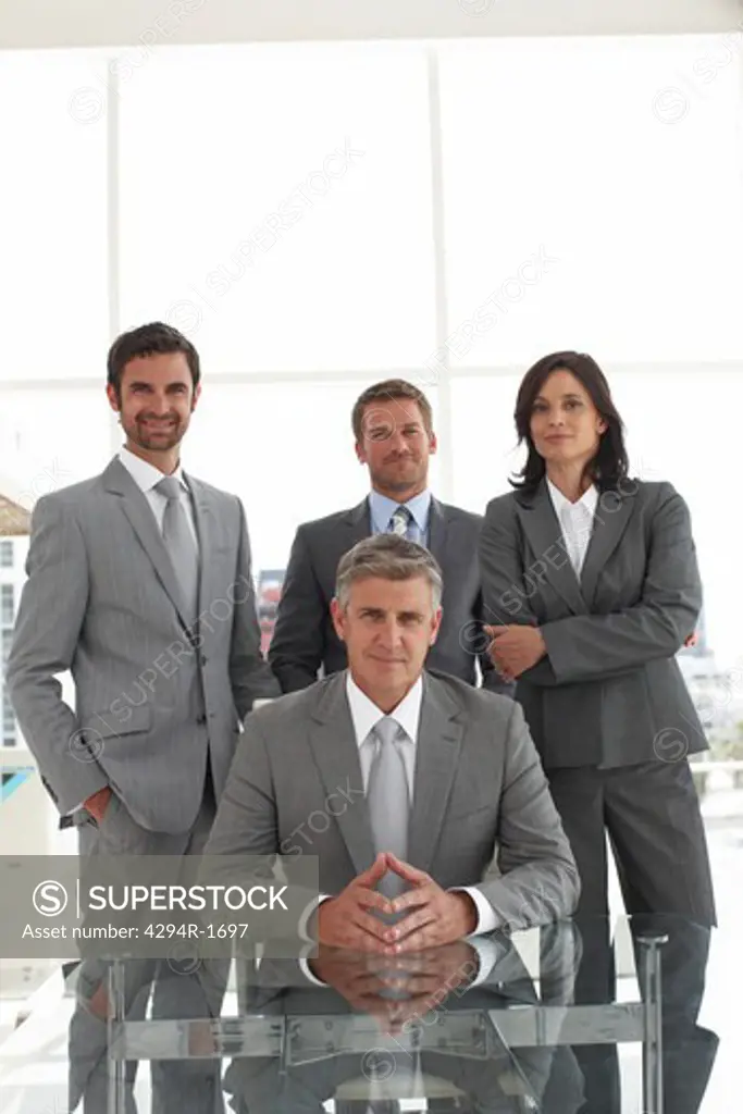 Executive with team of businesspeople