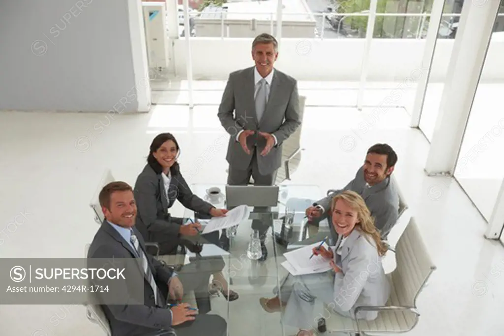 Happy businesspeople in a meeting