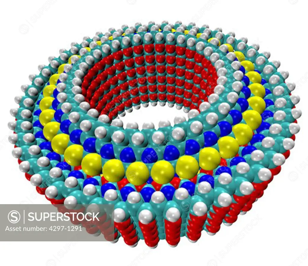 Computer generated three-dimensional model of a nanotechnology diamondoid bearing