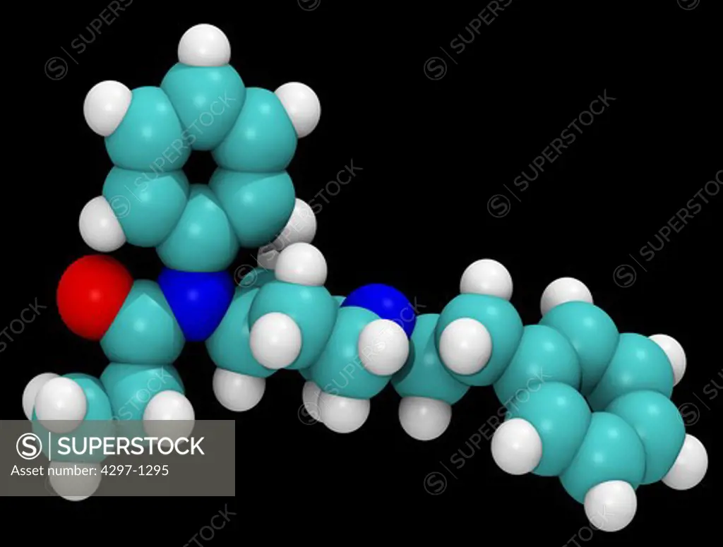 Computer generated three-dimensional model of Fentanyl, it is a potent synthetic narcotic analgesic with a rapid onset and short duration of action