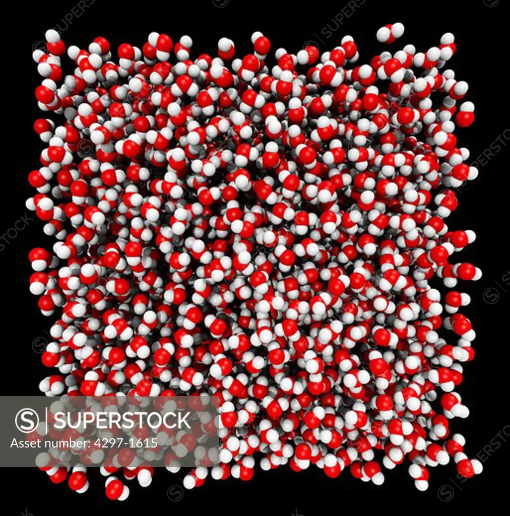 3D computer graphic illustration of water molecules