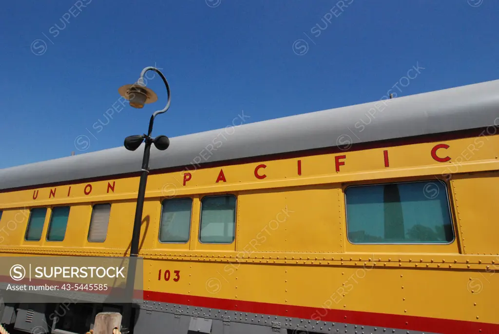 Union Pacific railroad car, Sacramento, California, USA