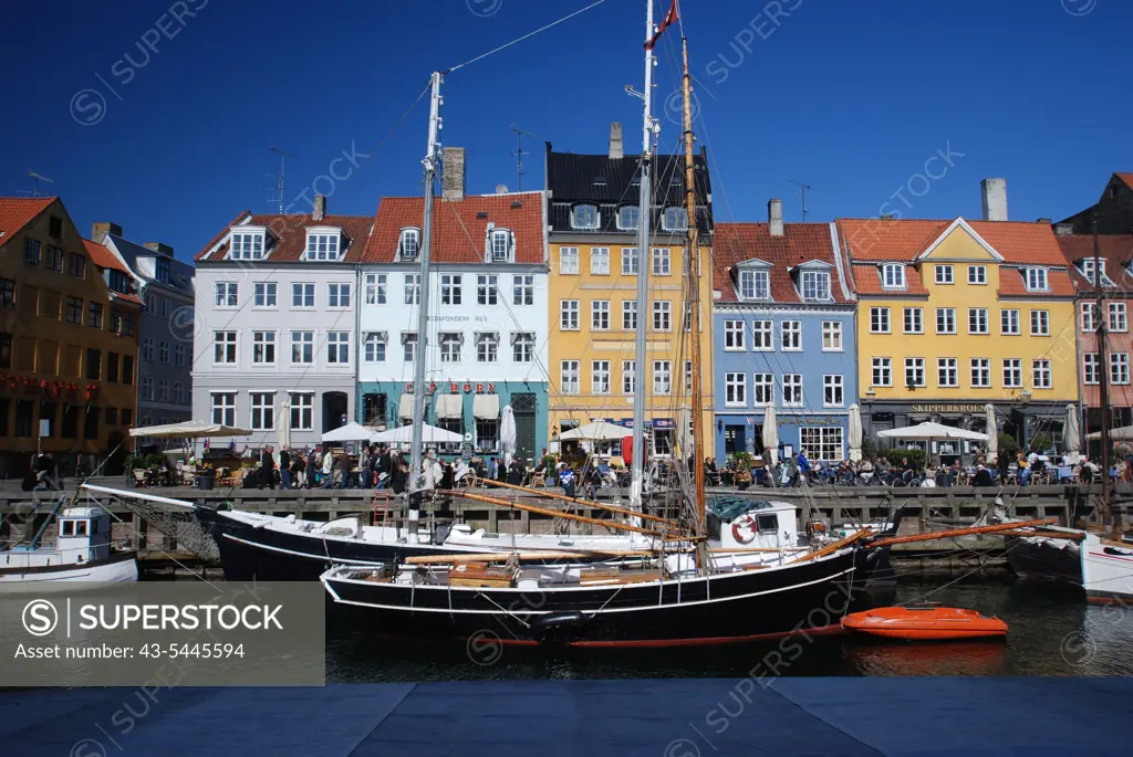 Boats in a canal, Nyhavn, Copenhagen, Denmark