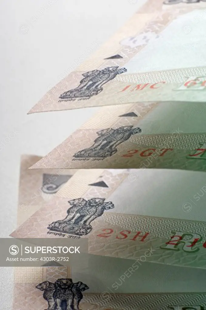 Close-up of indian rupee banknotes