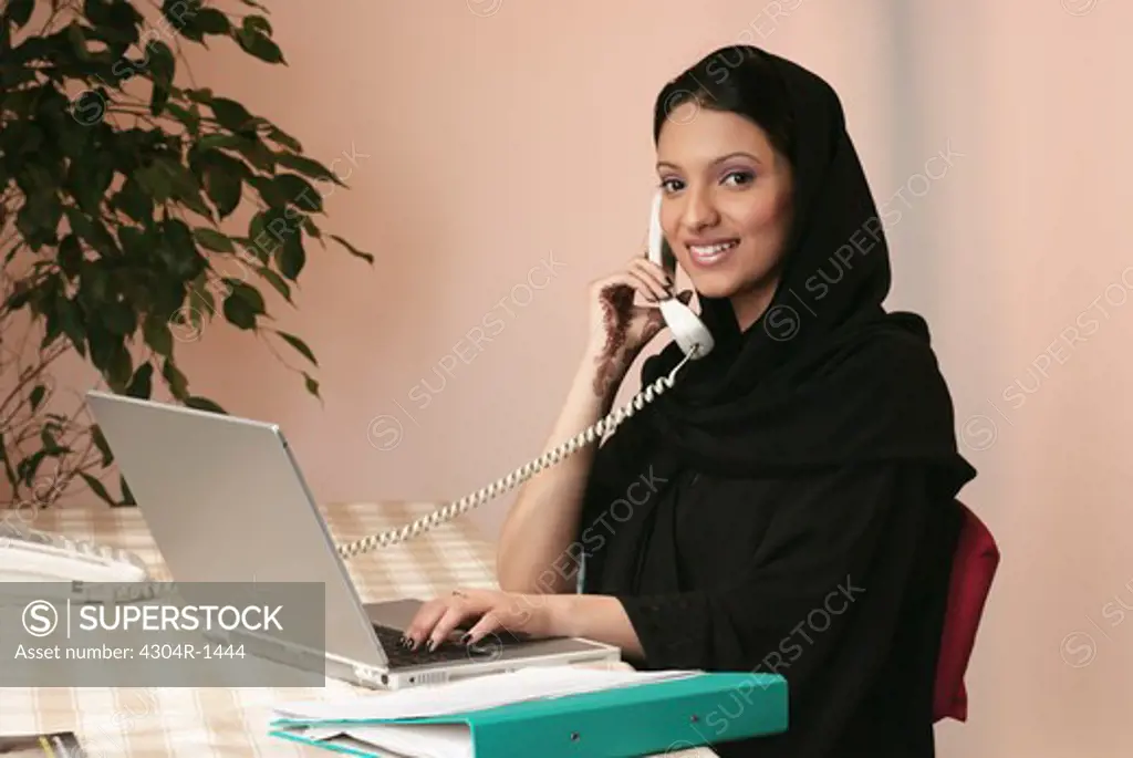 Arab Lady on the phone