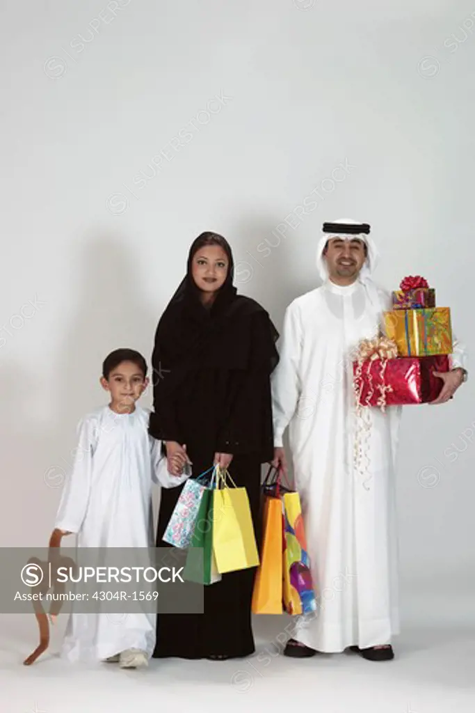 Arab Family with shopping bags