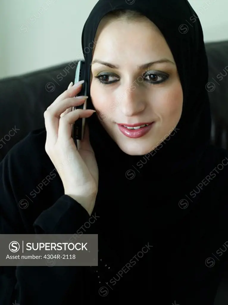 Arab lady on the phone