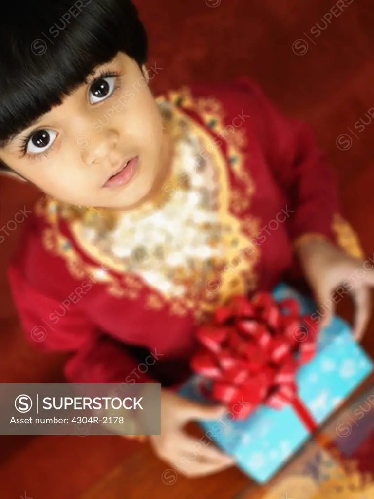 Young girl with gift
