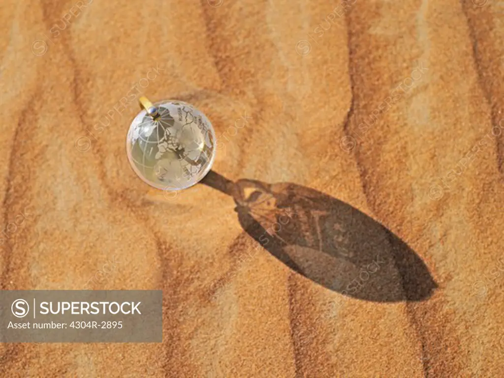 Transparent Globe seen in the desert.