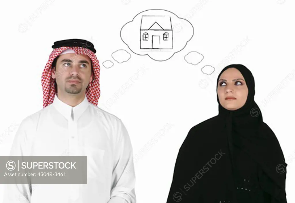 Arab couple dreaming of a house
