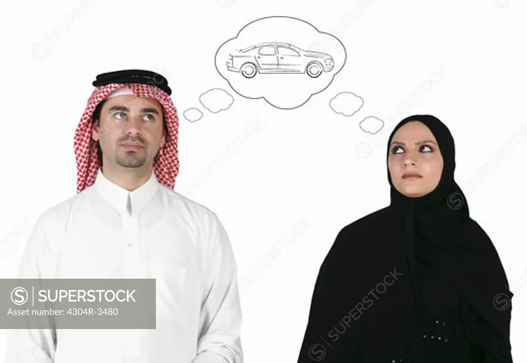 Arab couple dreaming to have a car