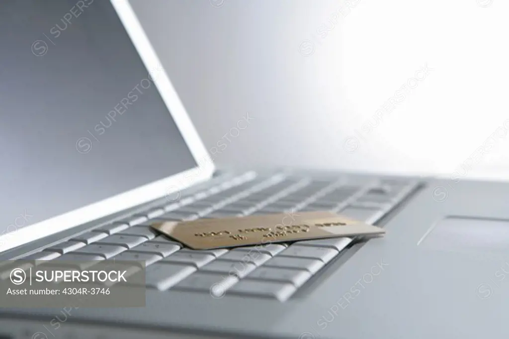 Credit card on a laptop