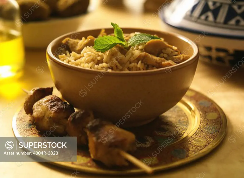 Arabic Food - Biryani rice with Kebab