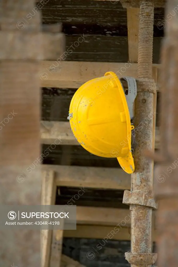 Helmet seen at the construction site