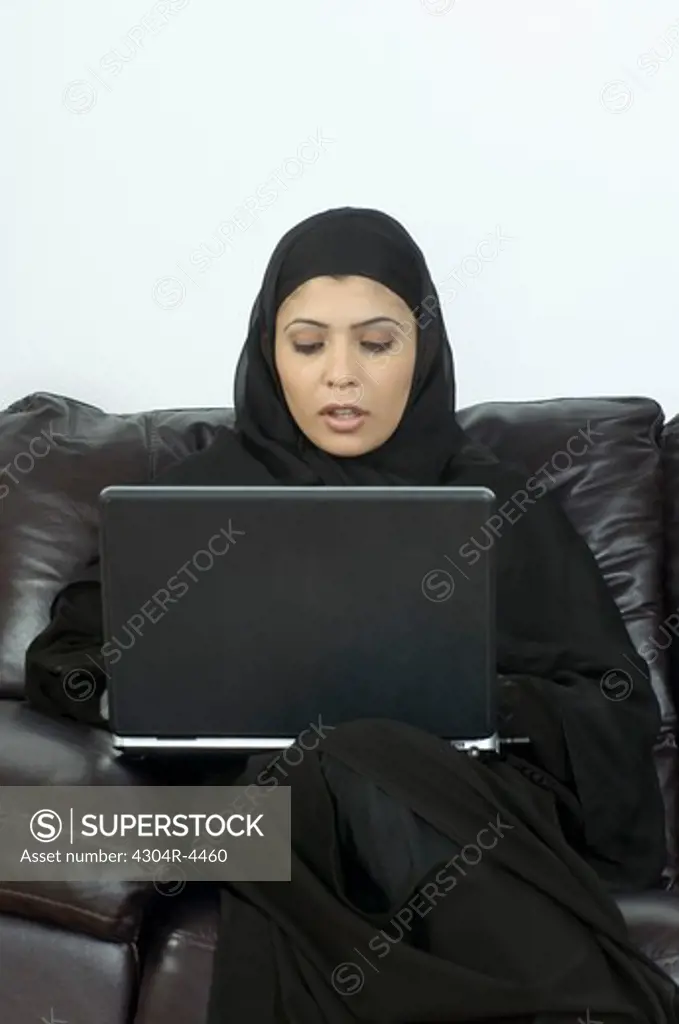 Arab Lady with computer