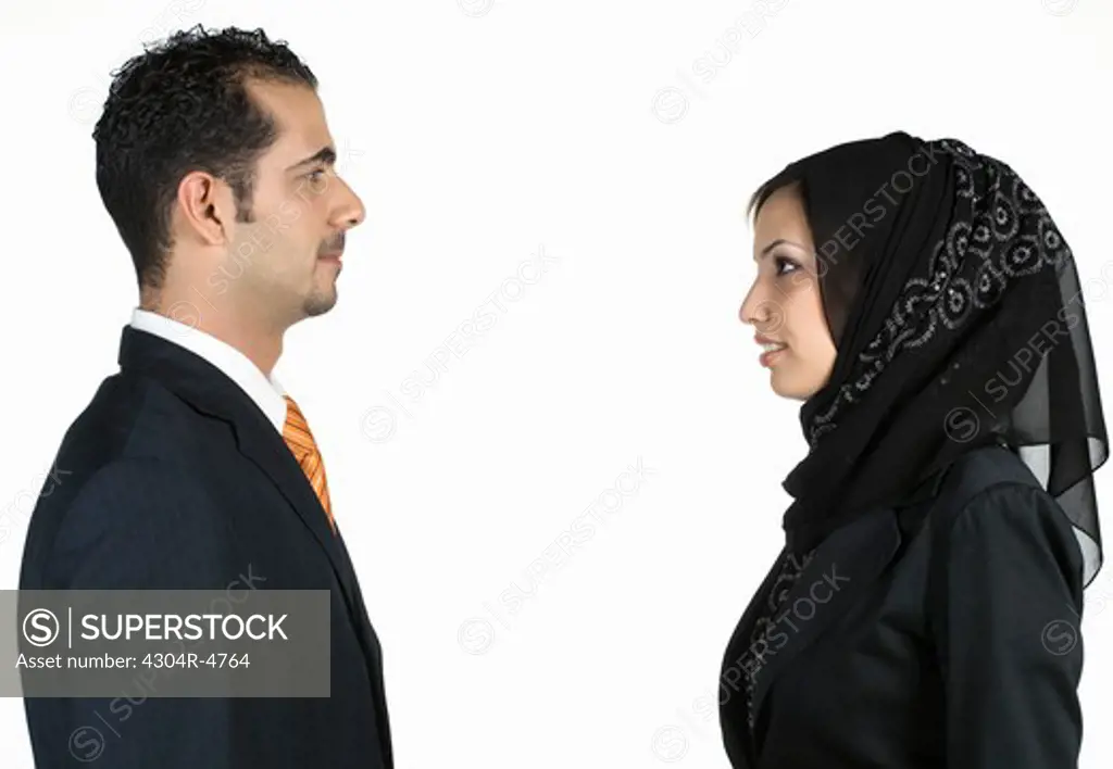 Couple looking at each other