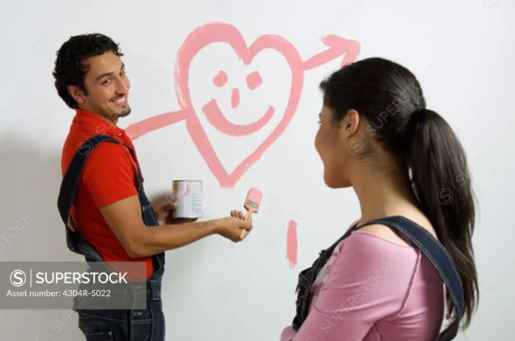 Heart painted on the wall for the woman