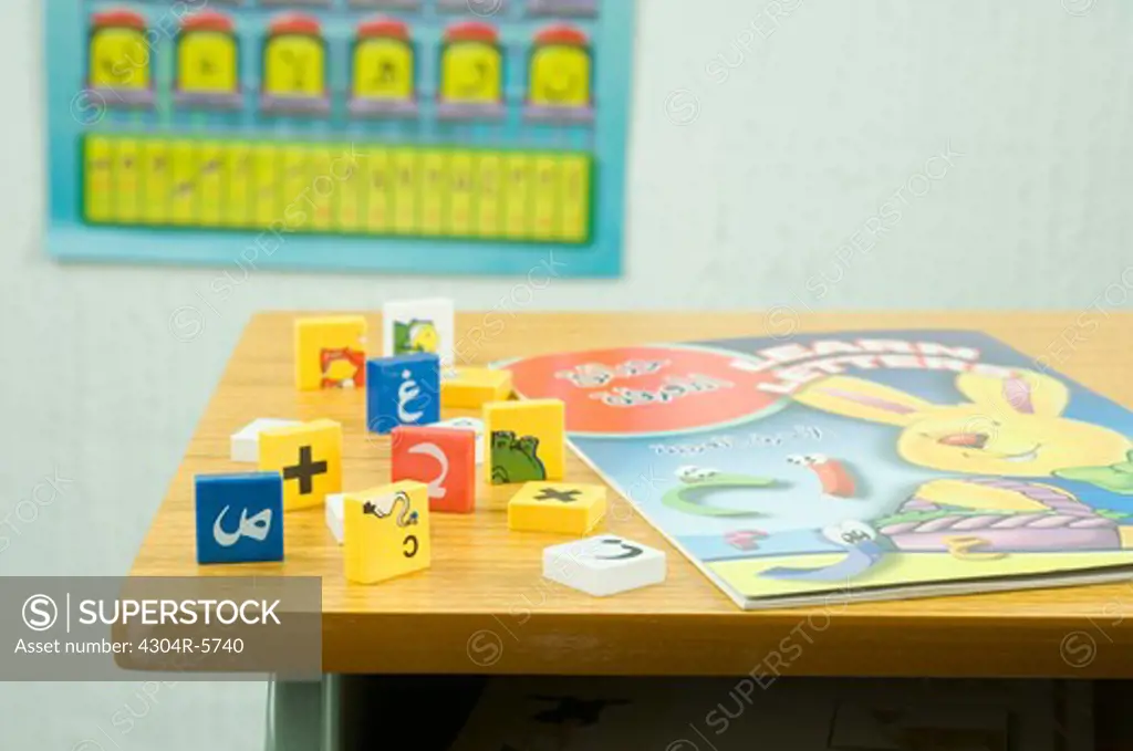 Cubes and blocks on table