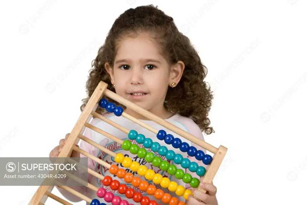 Girl holding abacus, portrait