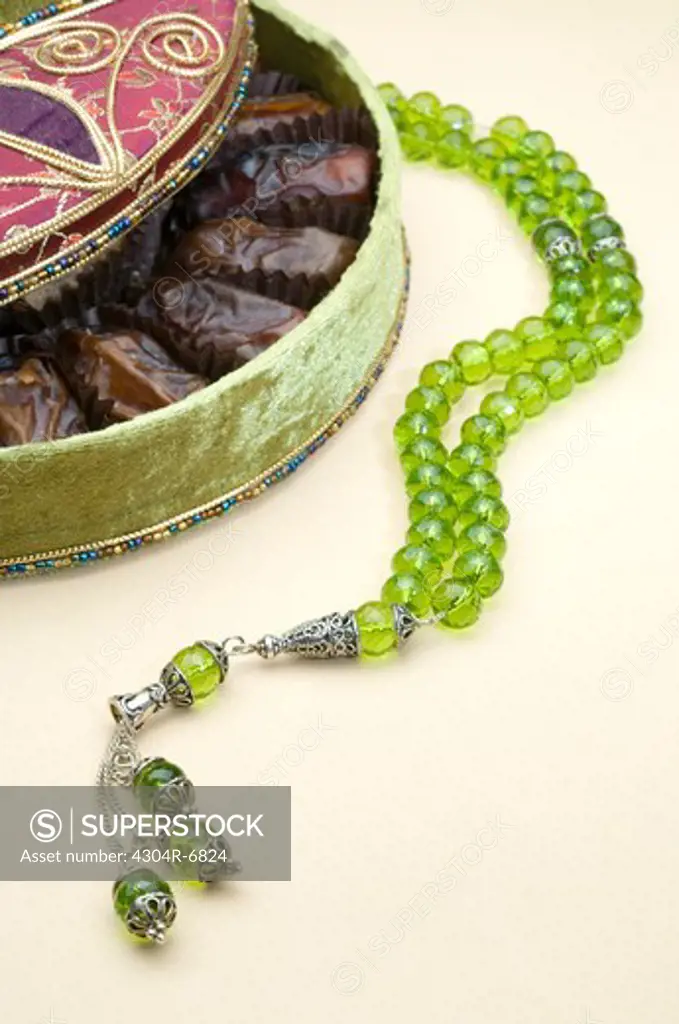 Prayer beads with box of dates