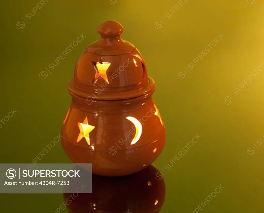 Illuminated one Arabic style lantern
