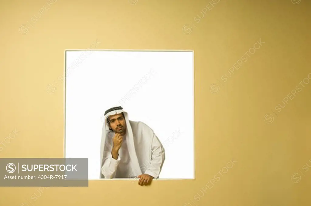 Arab man thinking