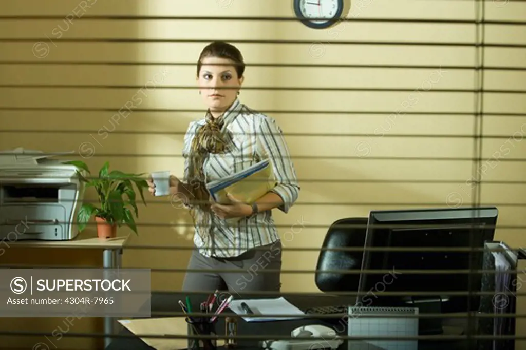 Businesswoman leaving office
