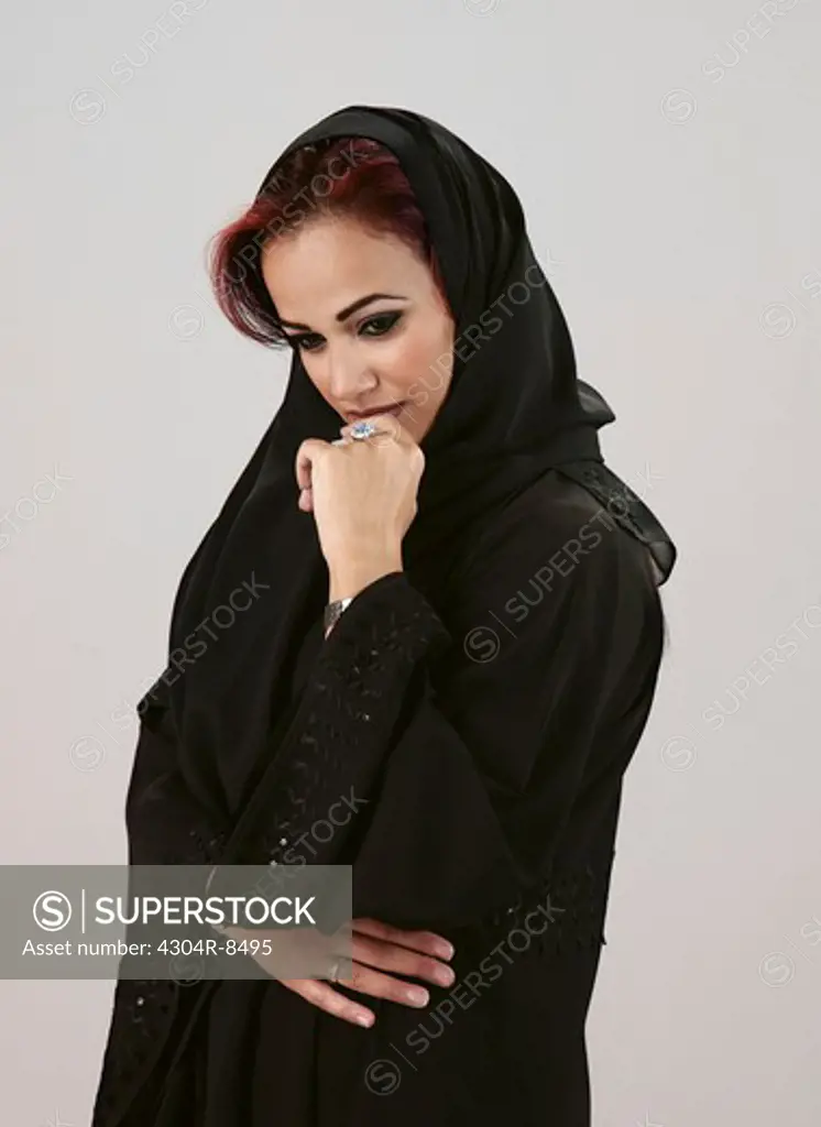 Arab woman thinking