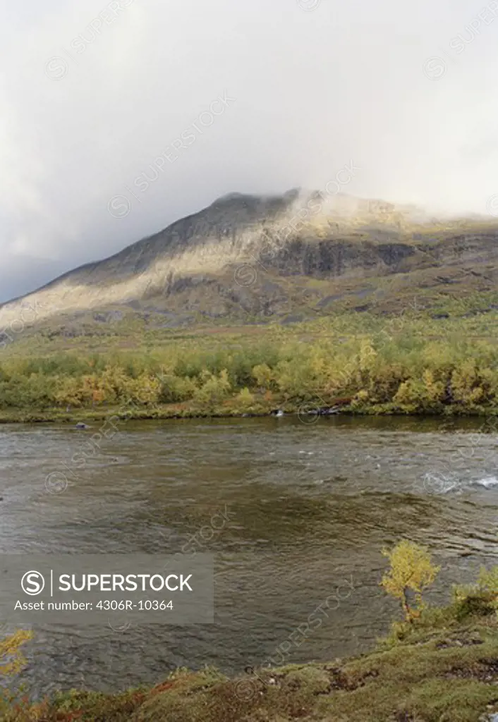 Mountain and a sea in Abisko, Sweden.