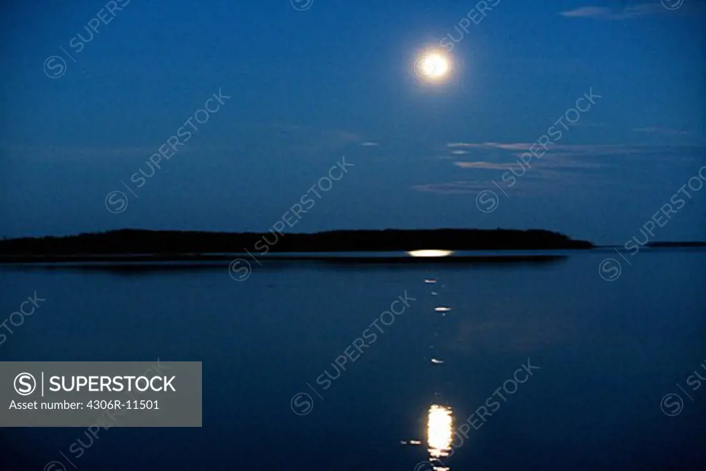 Moonlight over Water, Lulea, Sweden.
