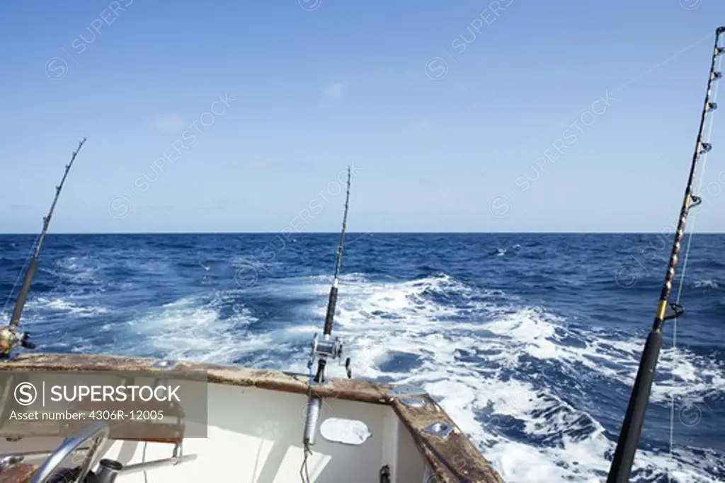 Casting rod on a boat.