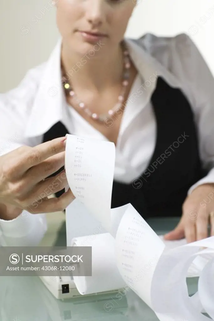 A woman counting.
