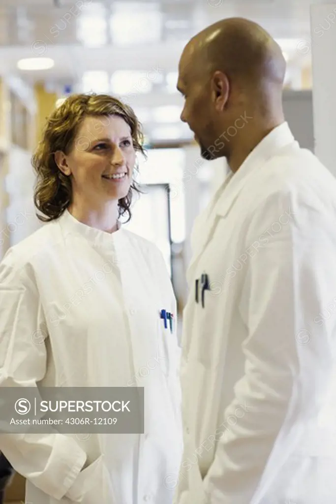 A man and a woman, doctors, in a hospital, Sweden.