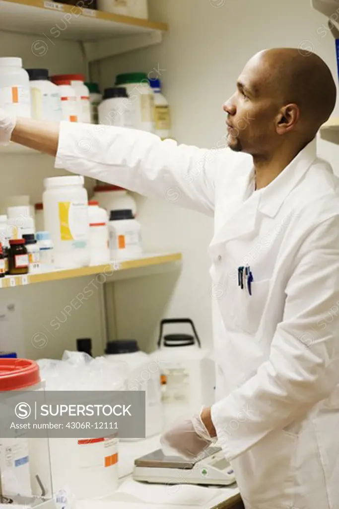 A male researcher in a laboratory, Sweden.