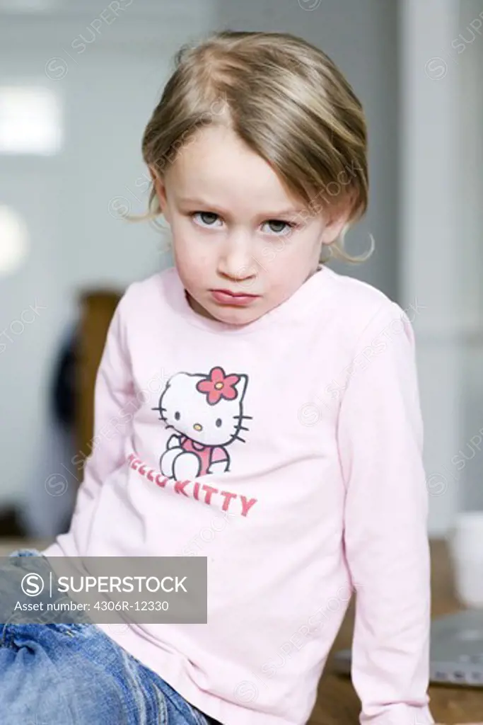 Portrait of a sulky girl, Sweden.